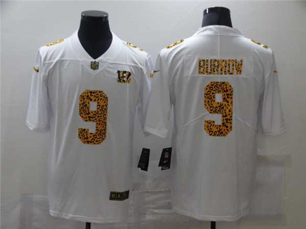 Mens Cincinnati Bengals #9 Joe Burrow 2020 White Leopard Print Fashion Limited Stitched Jersey Dzhi->cincinnati bengals->NFL Jersey